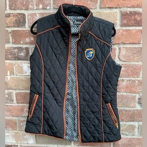 Kansas university Quilted Black Vest with brown Trim